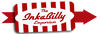 The Inkabilly Emporium Logo is a red and white striped rectangle sitting on a red arrow pointing to the right