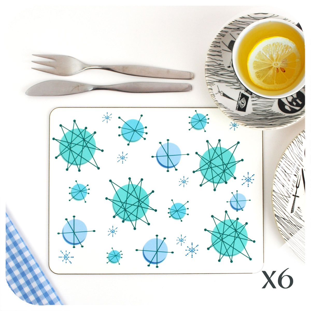 Atomic Starburst Placemats, set of 6 | The Inkabilly Emporium