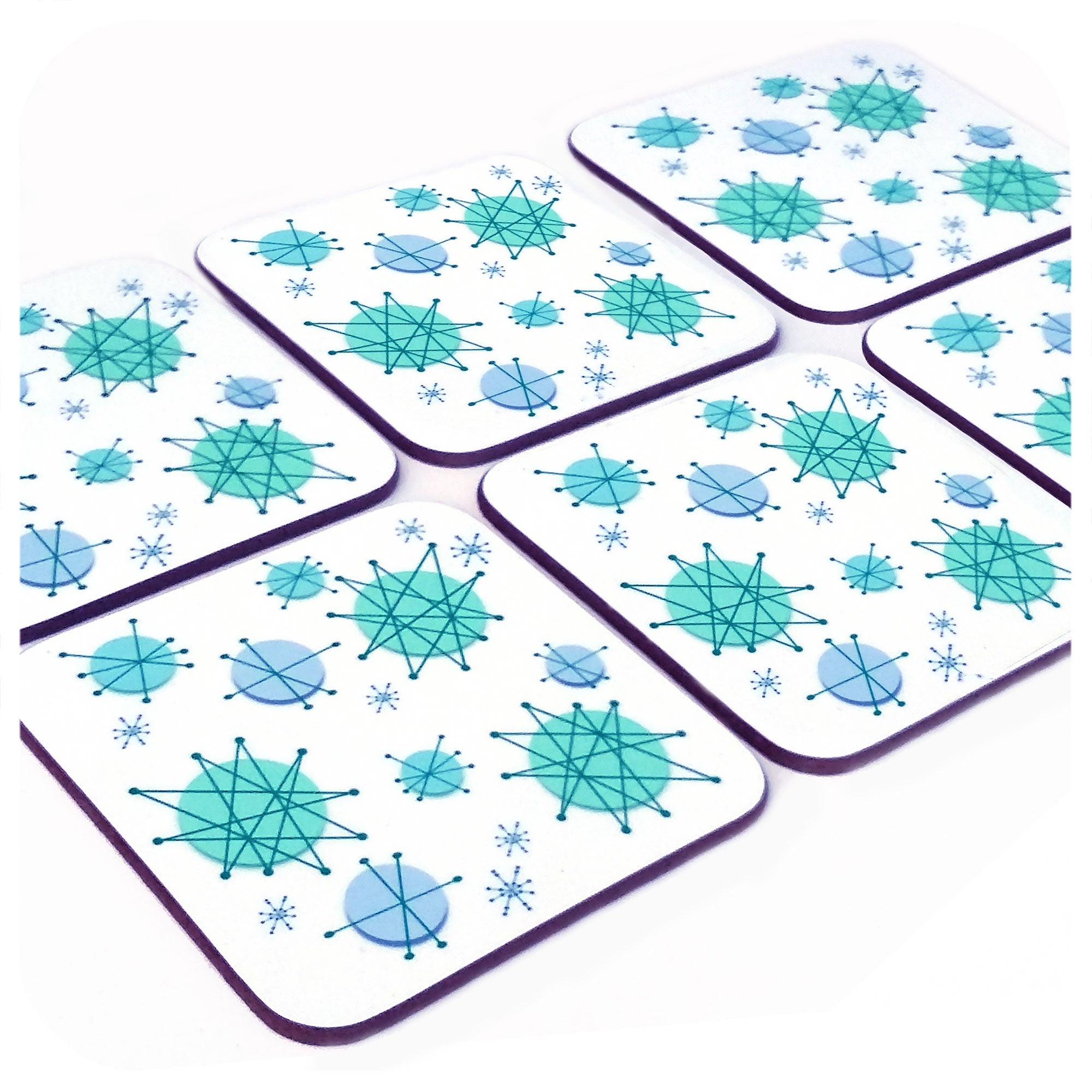 Atomic Starburst Coasters, set of 6 | The Inkabilly Emporium