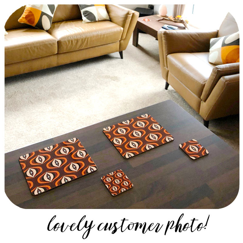1970s Op Art Placemats in Brown, set of four
