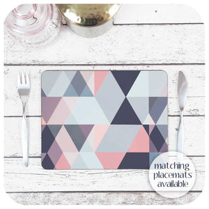 Blush Pink and Grey Scandi geometric placemats to match coasters  | The Inkabilly Emporium