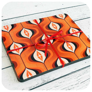 1970s Orange Op Art Placemats, set of four | The Inkabilly Emporium