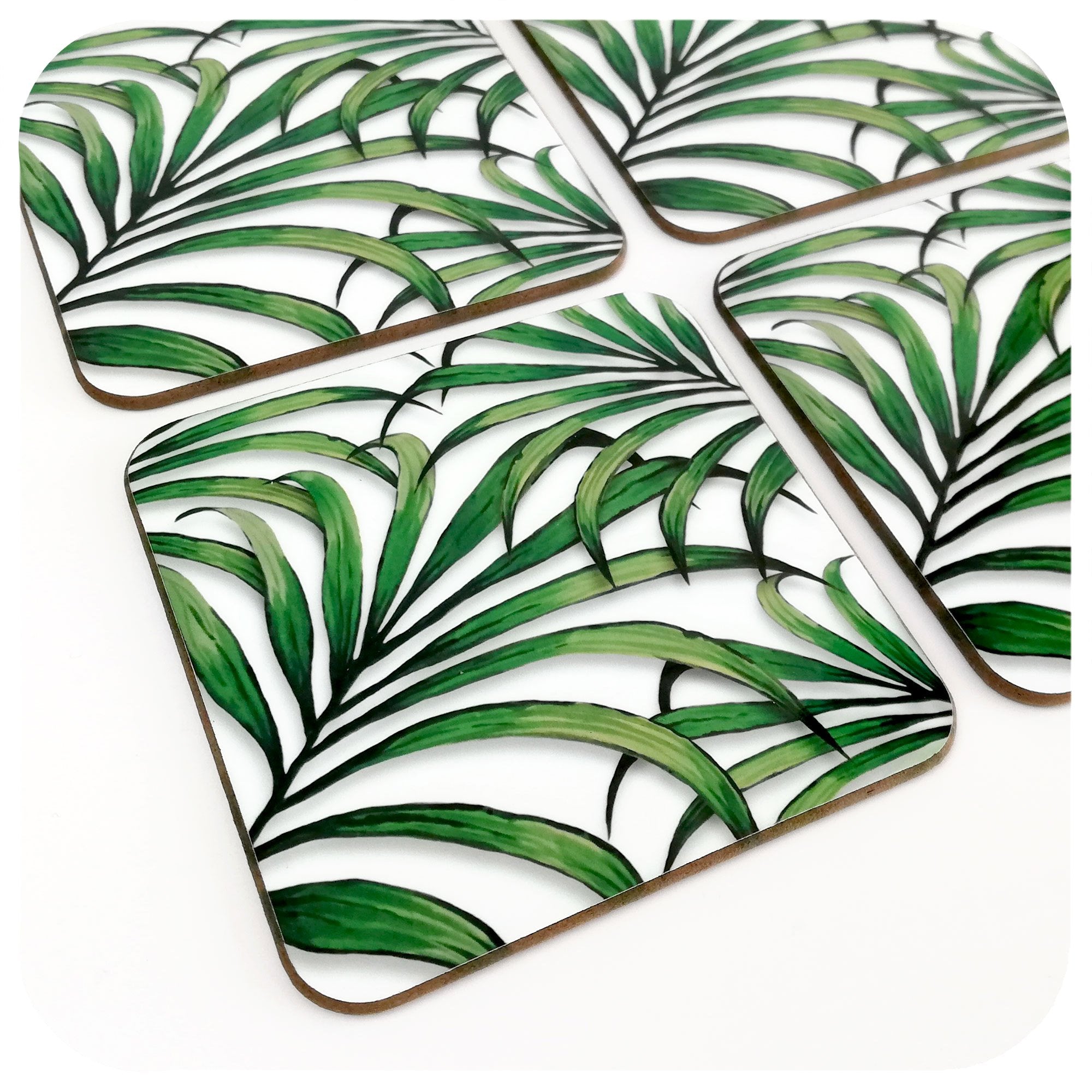 Palm Leaf Print Coasters, set of 4, close up | The Inkabilly Emporium