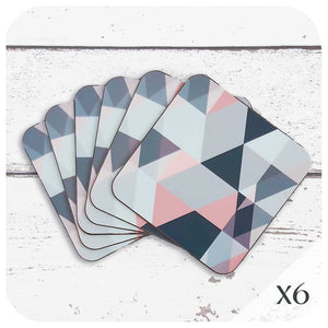 Scandi Geometric Coasters in Blush Pink and Grey | The Inkabilly Emporium