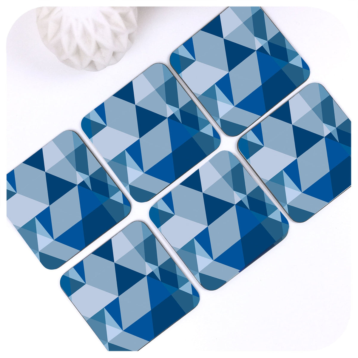 Scandi Geometric Coasters in Blue, set of 6 | The Inkabilly Emporium