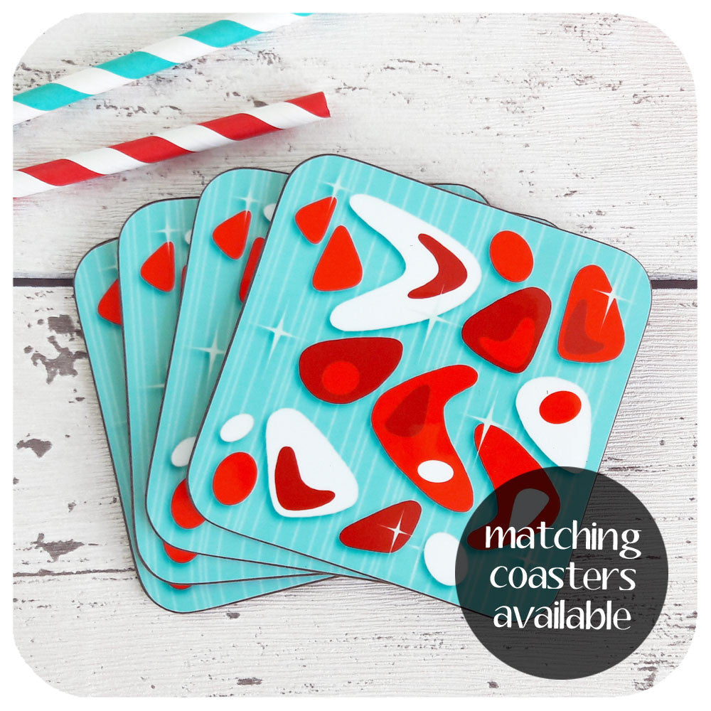 Atomic Boomerang Coasters available to match placemats  | The Inkabilly Emporium