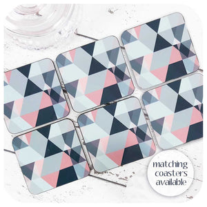 Pink and Grey Geometric Coasters available to match placemats | The Inkabilly Emporium