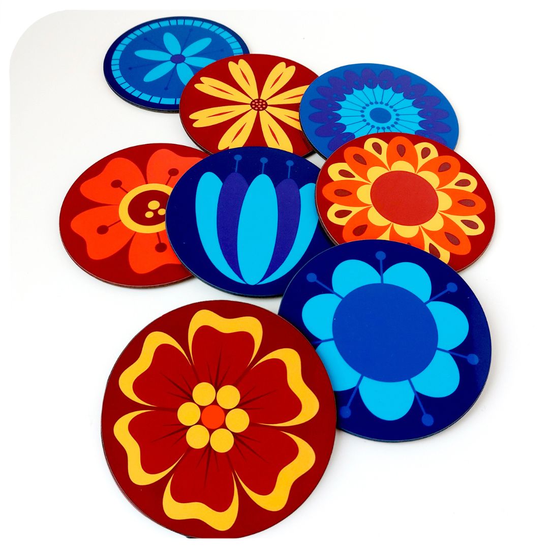 Pick & Mix Coasters - Retro Flowers Collection