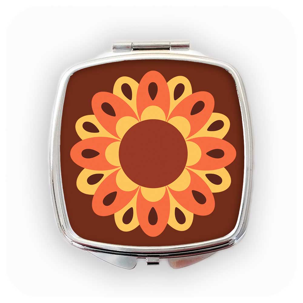 Retro Flower Compact Mirror - 70s Sunflower