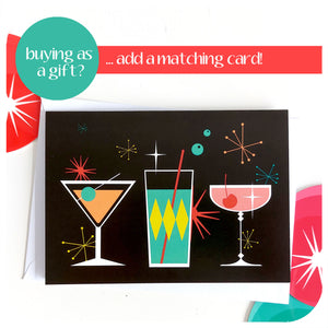 Cosmic Cocktail greetings card. Text reads: buying as a gift? ... add a matching card! | The Inkabilly Emporium