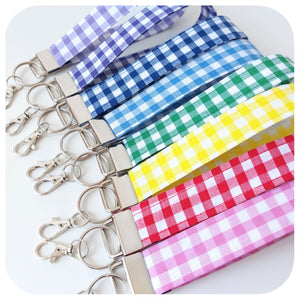 Set of colorful gingham checkered keychains on a white background | The Inkabilly Emporium