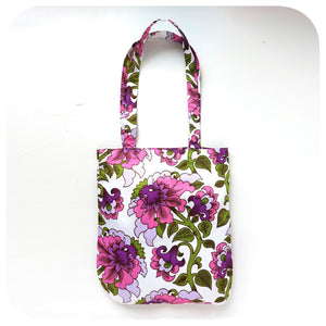 Floral patterned tote bag on a white background