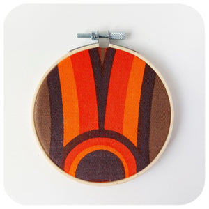 Framed vintage fabric hoop in 70s graphic | The Inkabilly Emporium
