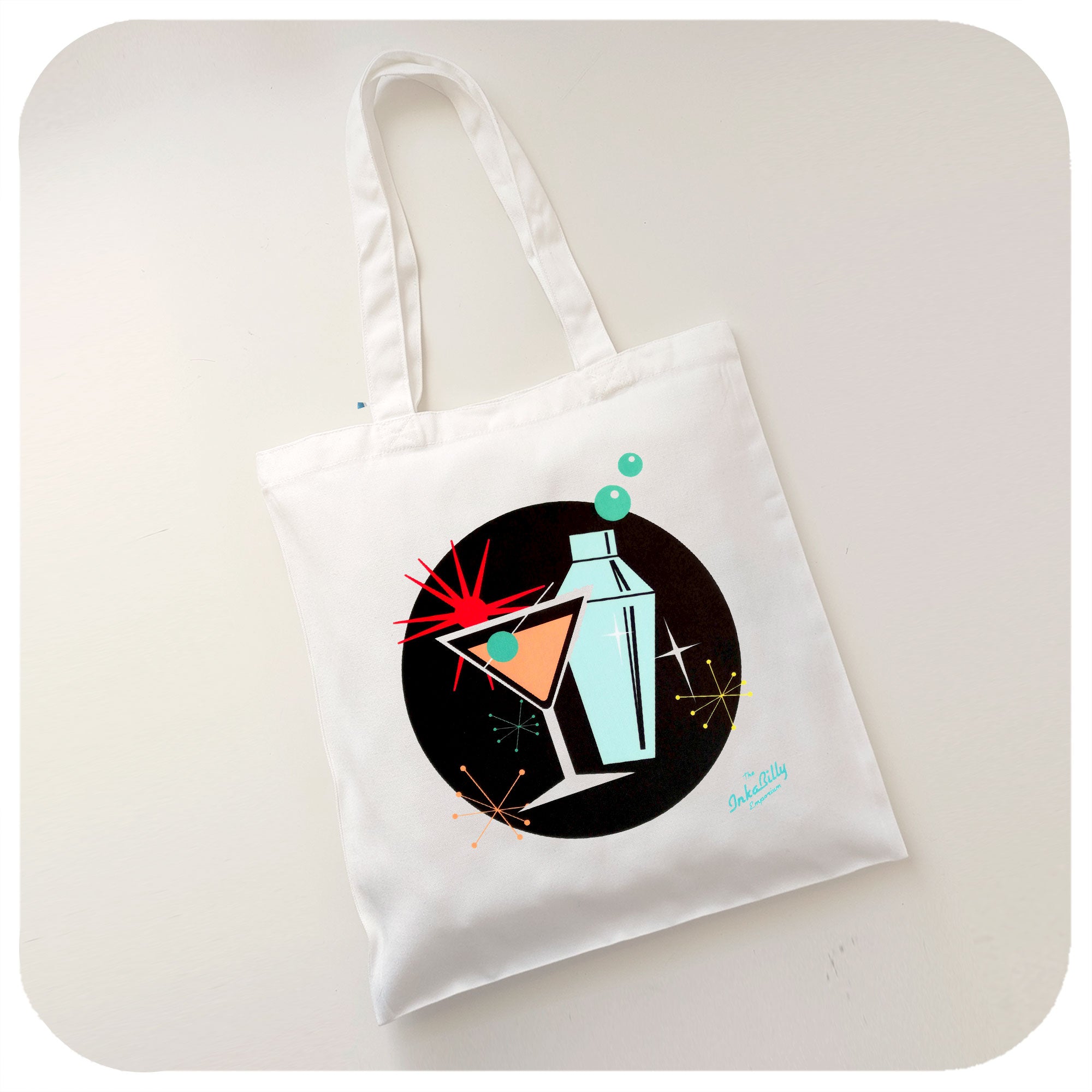 Cosmic Cocktails Tote Bag, on white background | The Inkabilly Emporium