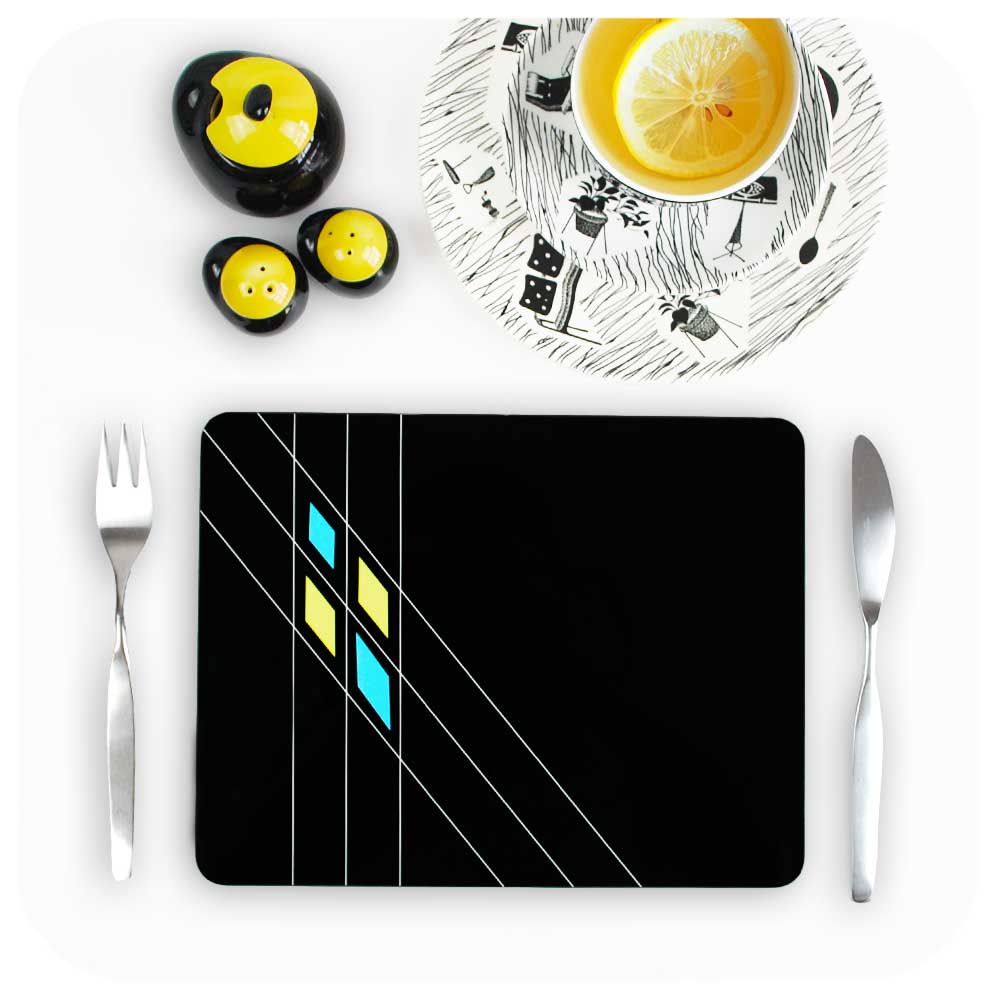 Seconds Art Deco Placemats in Black, set of 2 (COL)