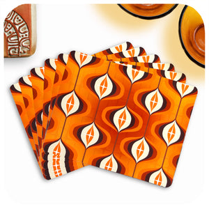 Orange Op Art Placemats, set of 6 in a fan | The Inkabilly Emporium