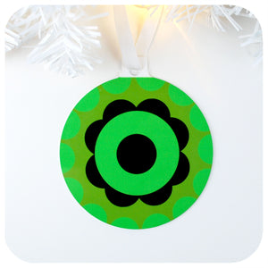 1970s style Christmas Tree Decoration, Two tone green Bauble | The Inkabilly Emporium