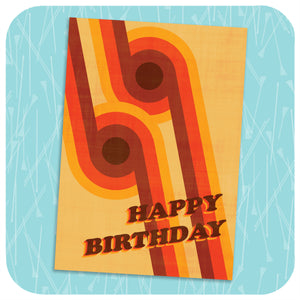 70s graphic Birthday Card on a turquoise background | The Inkabilly Emporium