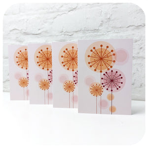 Retro Alliums Blank Greetings Cards - Pack of four, standing in a line | The Inkabilly Emporium