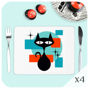 Atomic Cat Placemat with vintage tableware | The Inkabilly Emporium