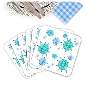 Atomic Starburst Coasters, set of 6 in a fan | The Inkabilly Emporium
