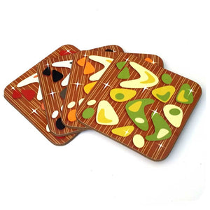 Atomic Boomerang Coasters, 1970's palette, set of four