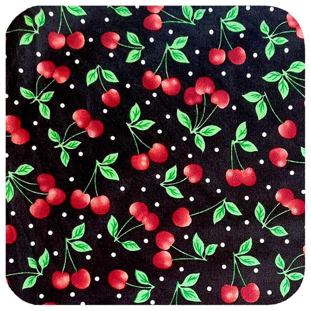 Close up of Black Cherries bandana fabric | The Inkabilly Emporium