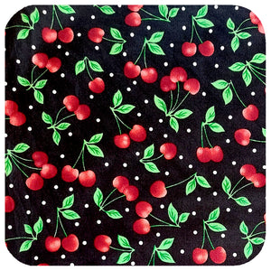 Close up of Black Cherries bandana fabric | The Inkabilly Emporium