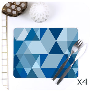 Scandi Geometric Placemats in Blue, set of 4 | The Inkabilly Emporium