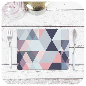 Scandi geometric Placemats in Blush Pink and Grey | The Inkabilly Emporium