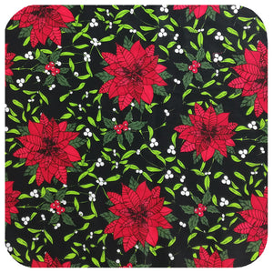 Christmas Bandana Fabric with poinsettia, mistletoe and holly | The Inkabilly Emporium