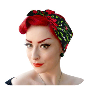 Christmas Bandana modelled in a Rockabilly style  | The Inkabilly Emporium
