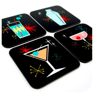 Cosmic Cocktail Coasters - Set of 4 , close up on the Martini Glass Coaster| The Inkabilly Emporium
