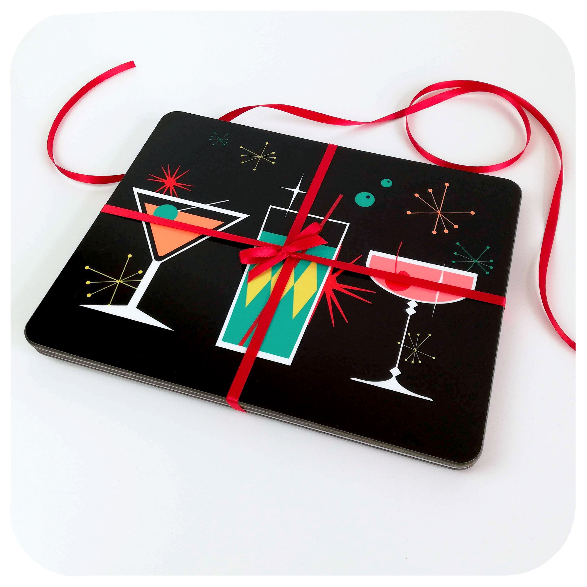 Cosmic Cocktail Placemats, set of 4 tied in ribbon | The Inkabilly Emproium