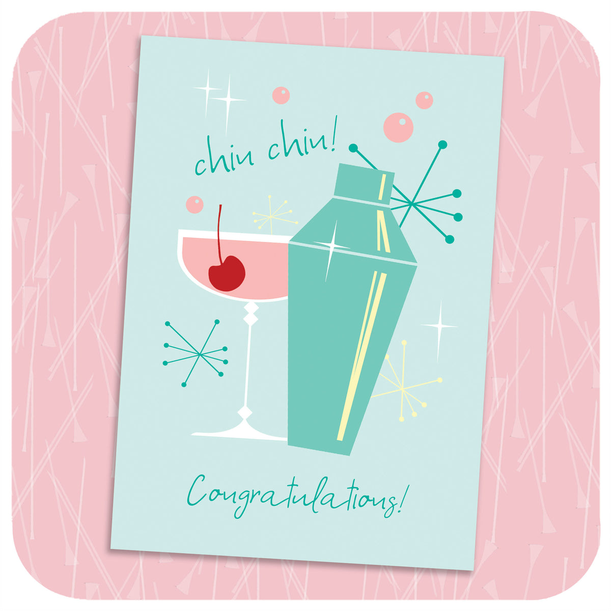 50s style Congratulations Card on a pink background | The Inkabilly Emporium