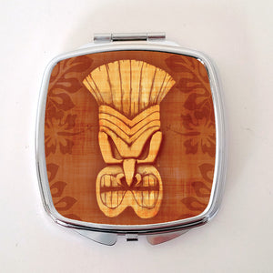 Tiki Compact Mirror, Brown | The Inkabilly Emporium