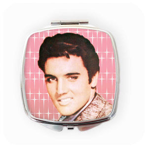 chrome Compact Mirror featuring Elvis on a white background | The Inkabilly Emporium