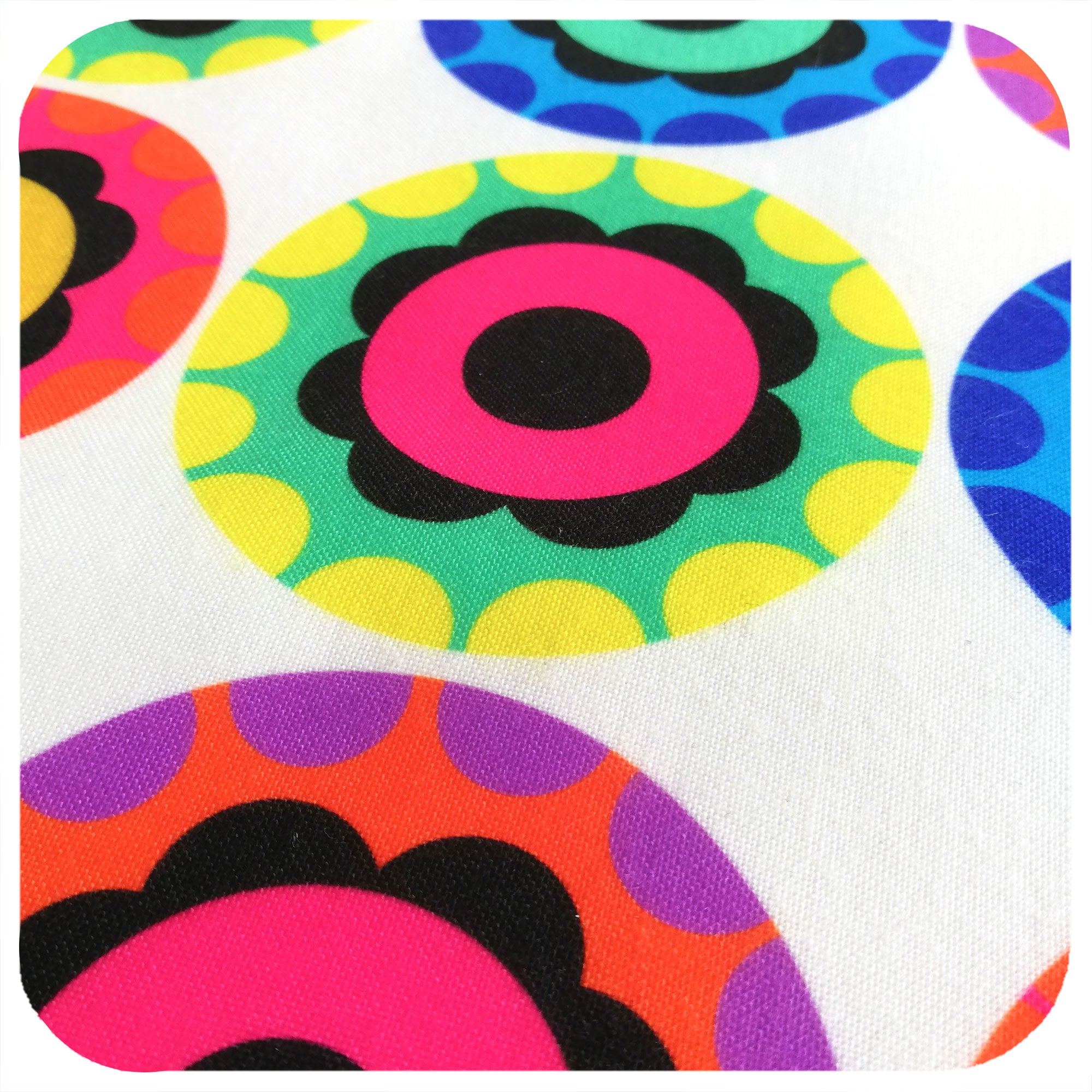 Close up if Rainbow Flower Power Tote Bag | The Inkabilly Emporium