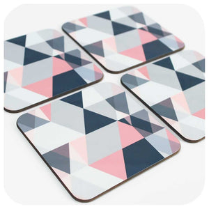 Grey and Pink Scandi Style Coasters, set of 4 | The Inkabilly Emporium