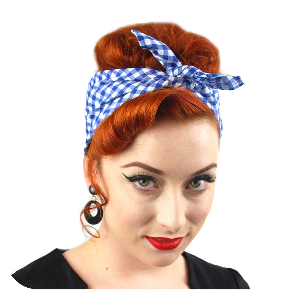 Royal Blue Gingham Bandana | The Inkabilly Emporium