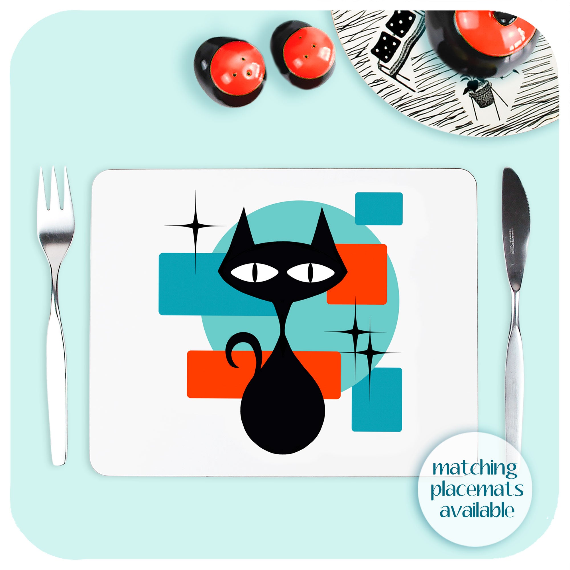 Atomic Cat Placemat to match coasters | The Inkabilly Emporium