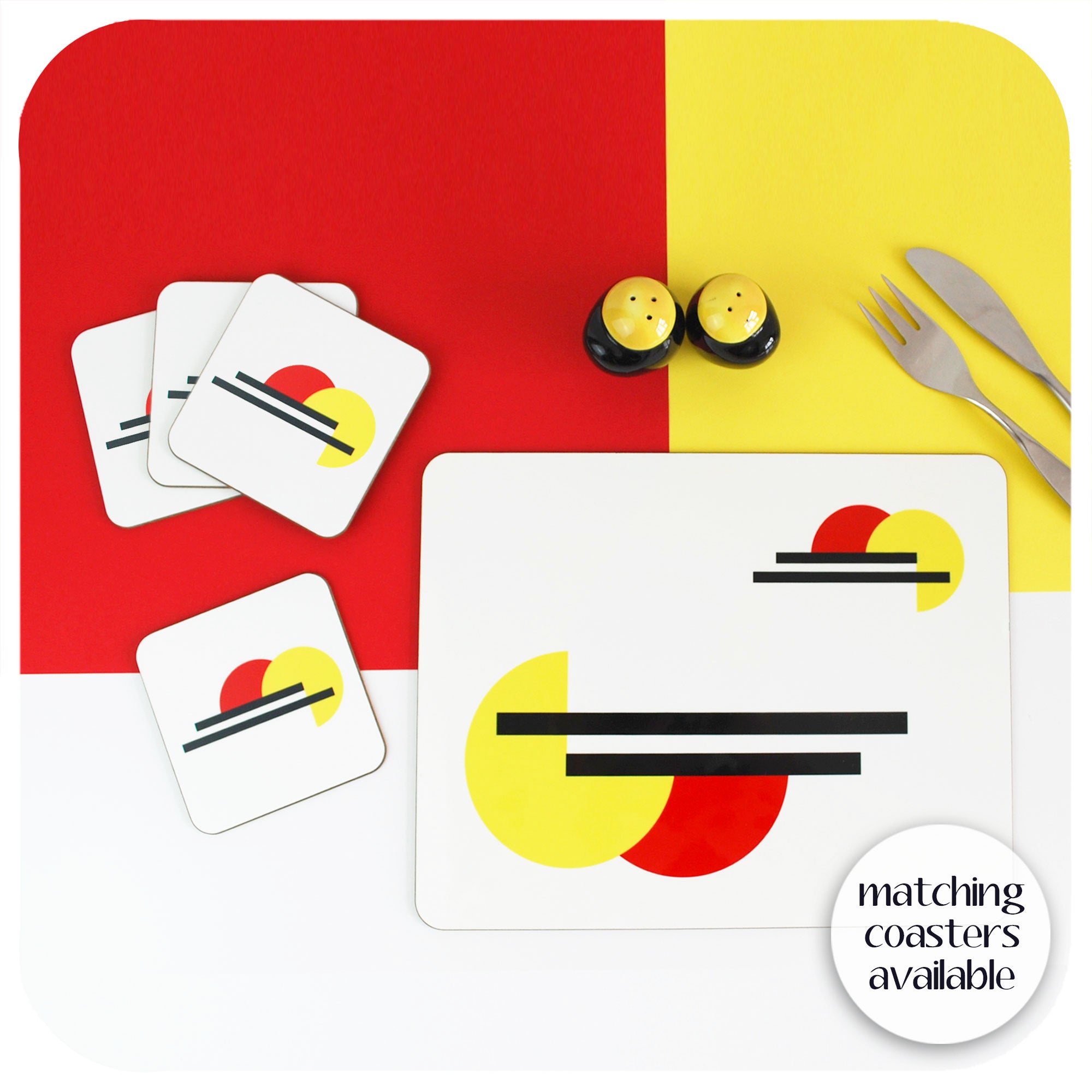 Bauhaus Placemat with matching coasters | The Inkabilly Emporium