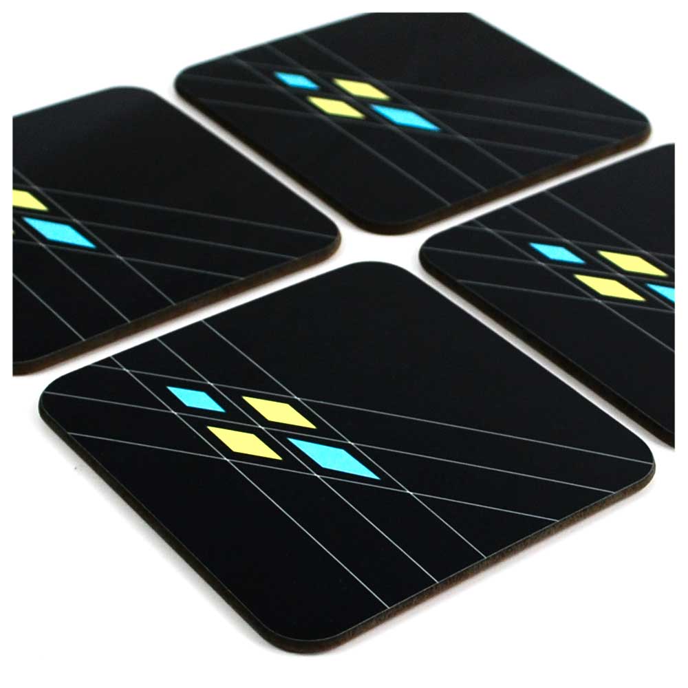Art Deco Style Coasters in Black, set of 4 | The Inkabilly Emporium