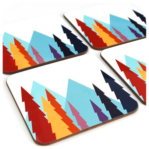 Set of four Nordic Trees Coasters| The Inkabilly Emporium