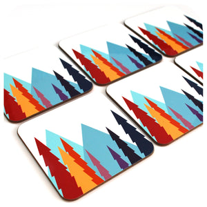  Nordic Trees Coasters, set of 6 Scandi style drinks coasters | The inkabilly Emporium