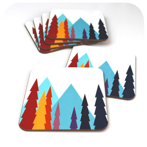 Set of 6 Nordic Trees Coasters| The inkabilly Emporium