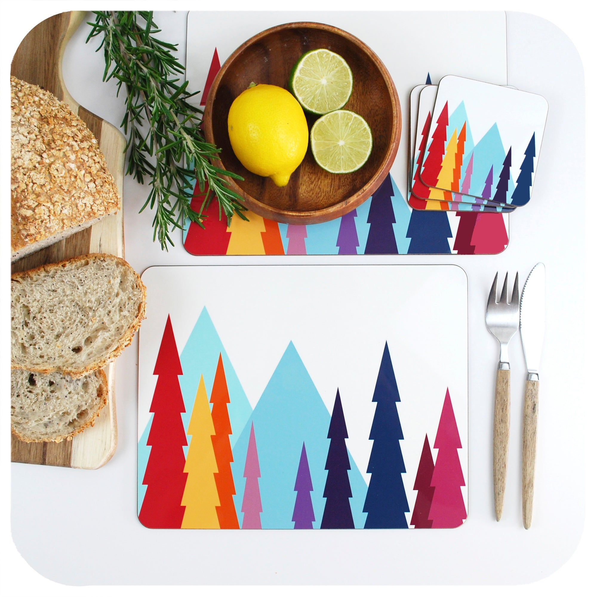 Nordic Trees Placemats and Coasters, Scandi style Tableware | The Inkabilly Emporium