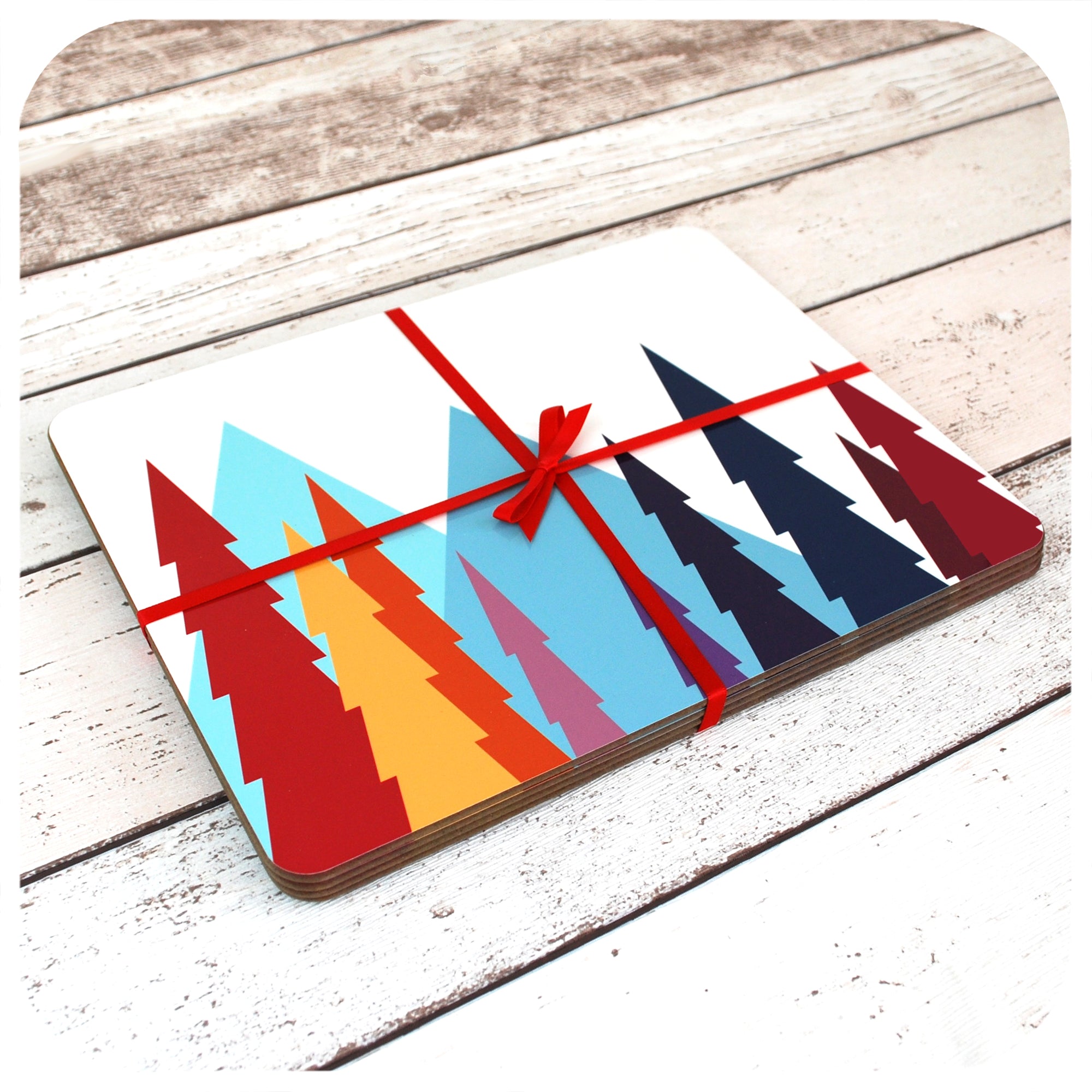 Nordic Trees Placemats, set of 6 wrapped in ribbon | The Inkabilly Emporium