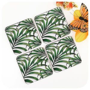 Set of 4 Palm Leaf Print Coasters | The Inkabilly Emporium