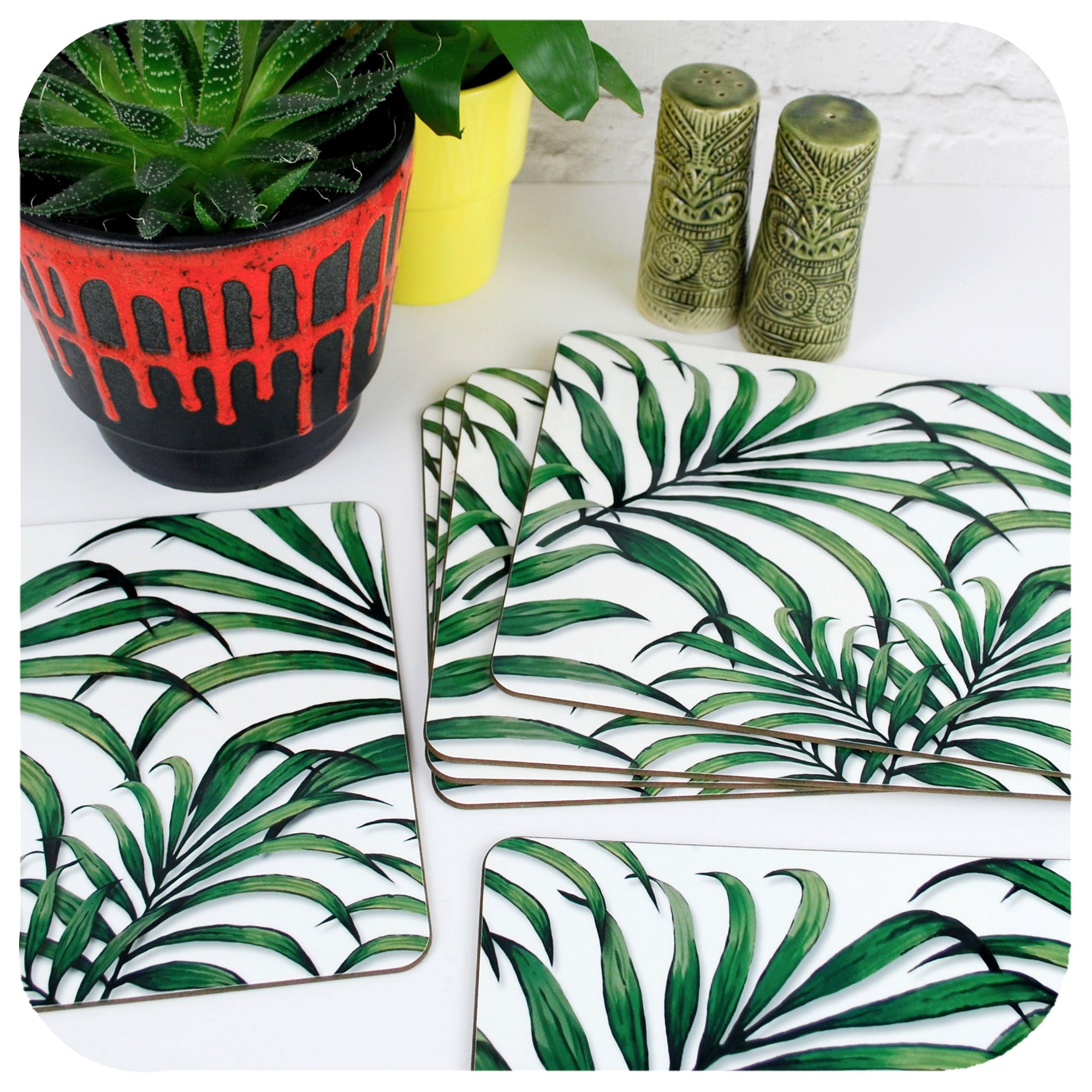 Palm Leaf Print Placemats, set of 6